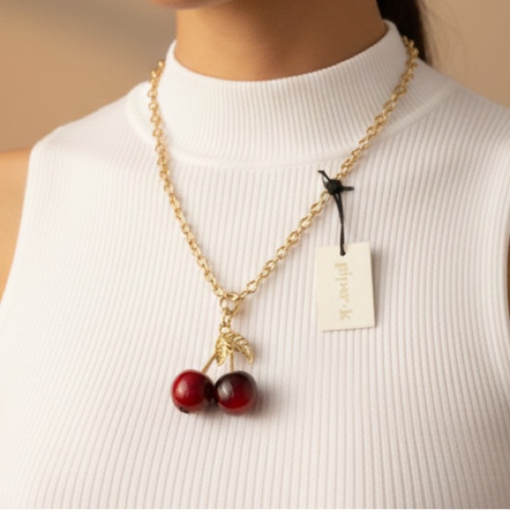 Nwt Cherry Charm Chain Necklace 88$